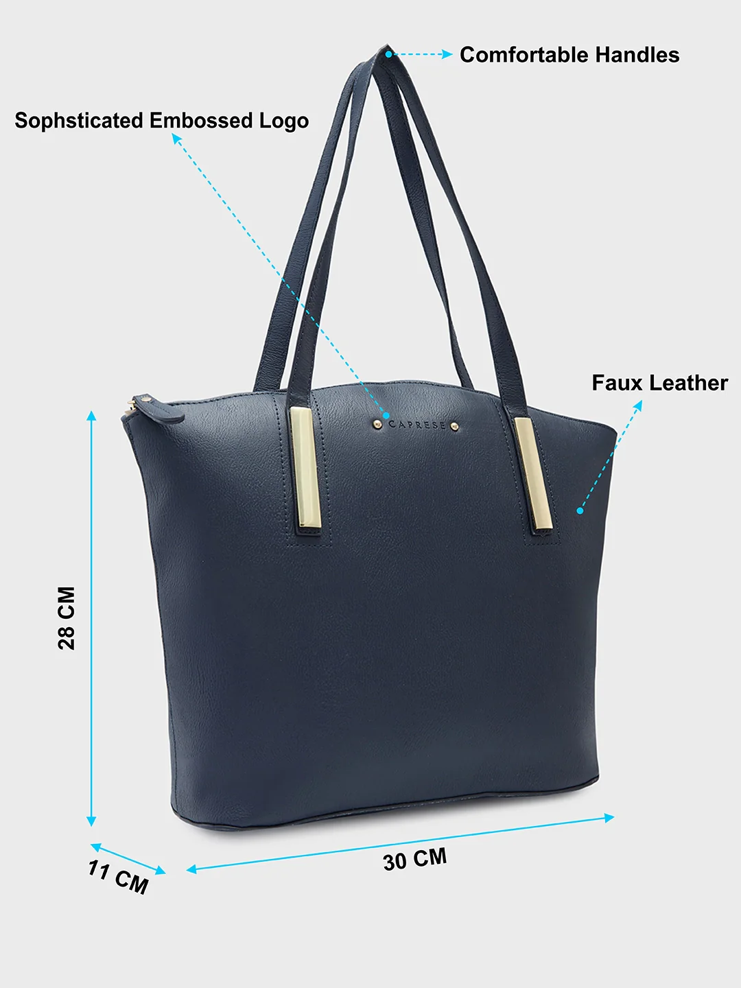 Caprese Viola Medium Navy Satchel Bag - Image 5