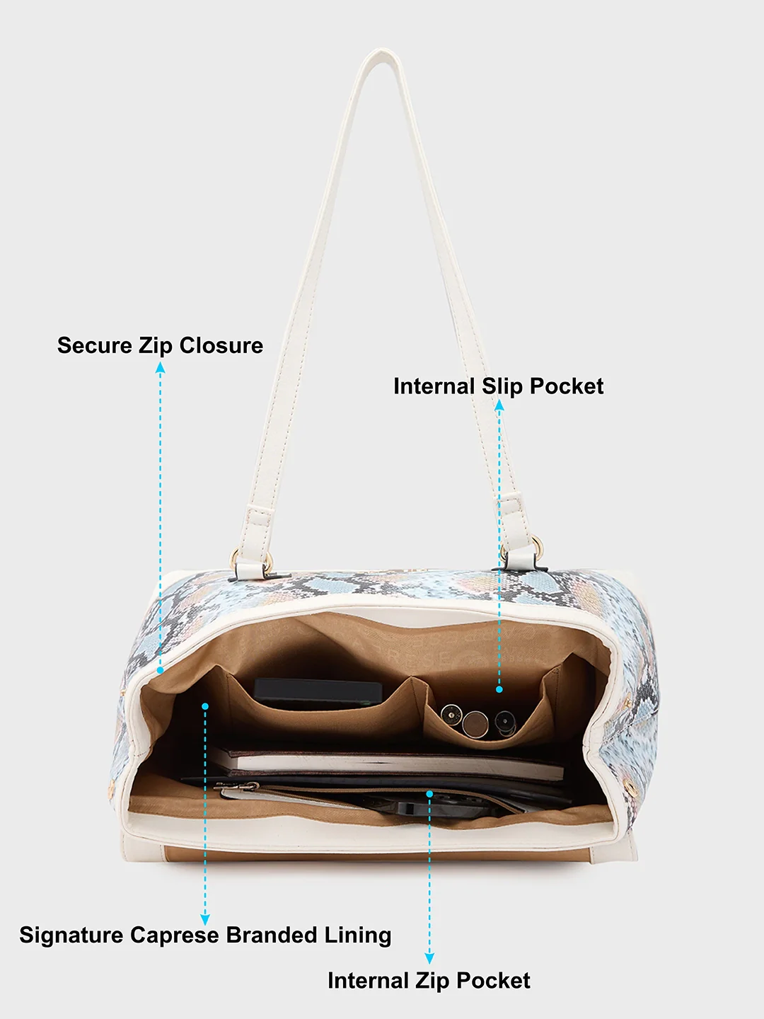 Caprese Vittoria Large Off White Satchel Bag - Image 8