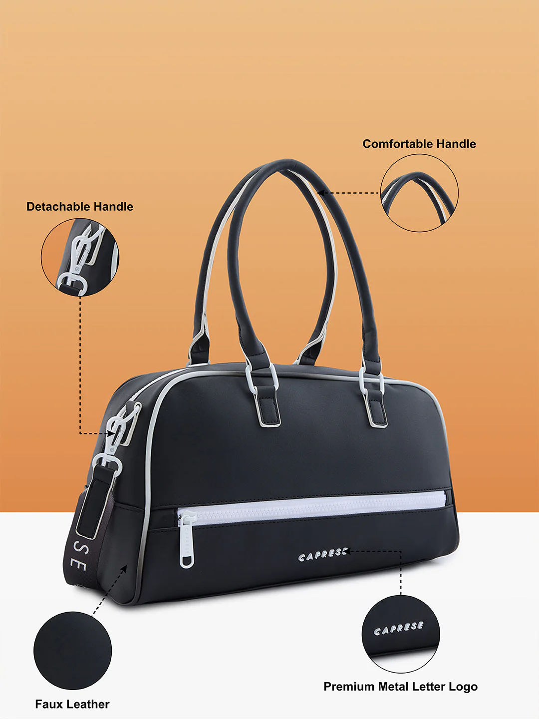 Caprese Vivian Large Black Duffle Bag - Image 4
