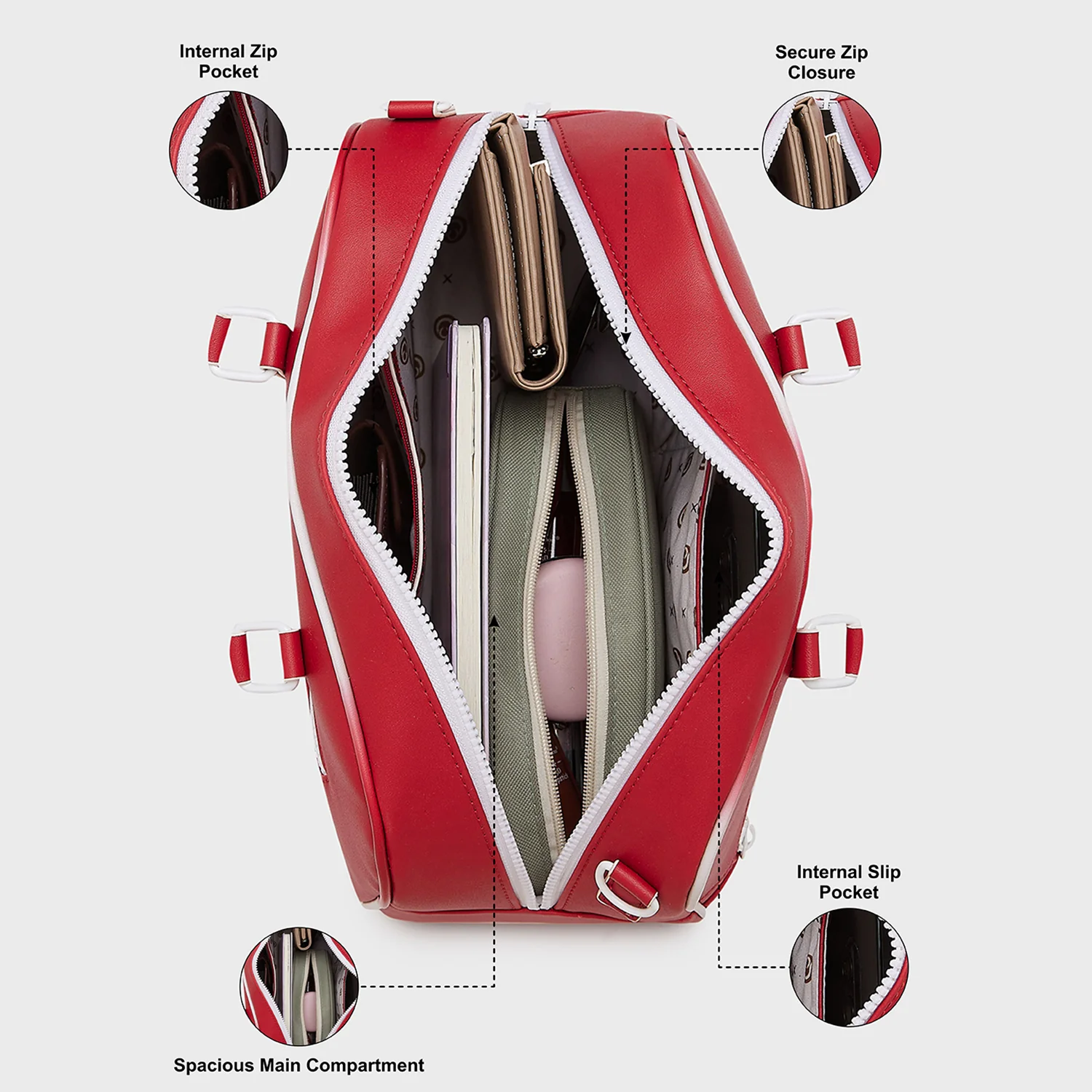 Caprese Vivian Large Red Duffle Bag - Image 5