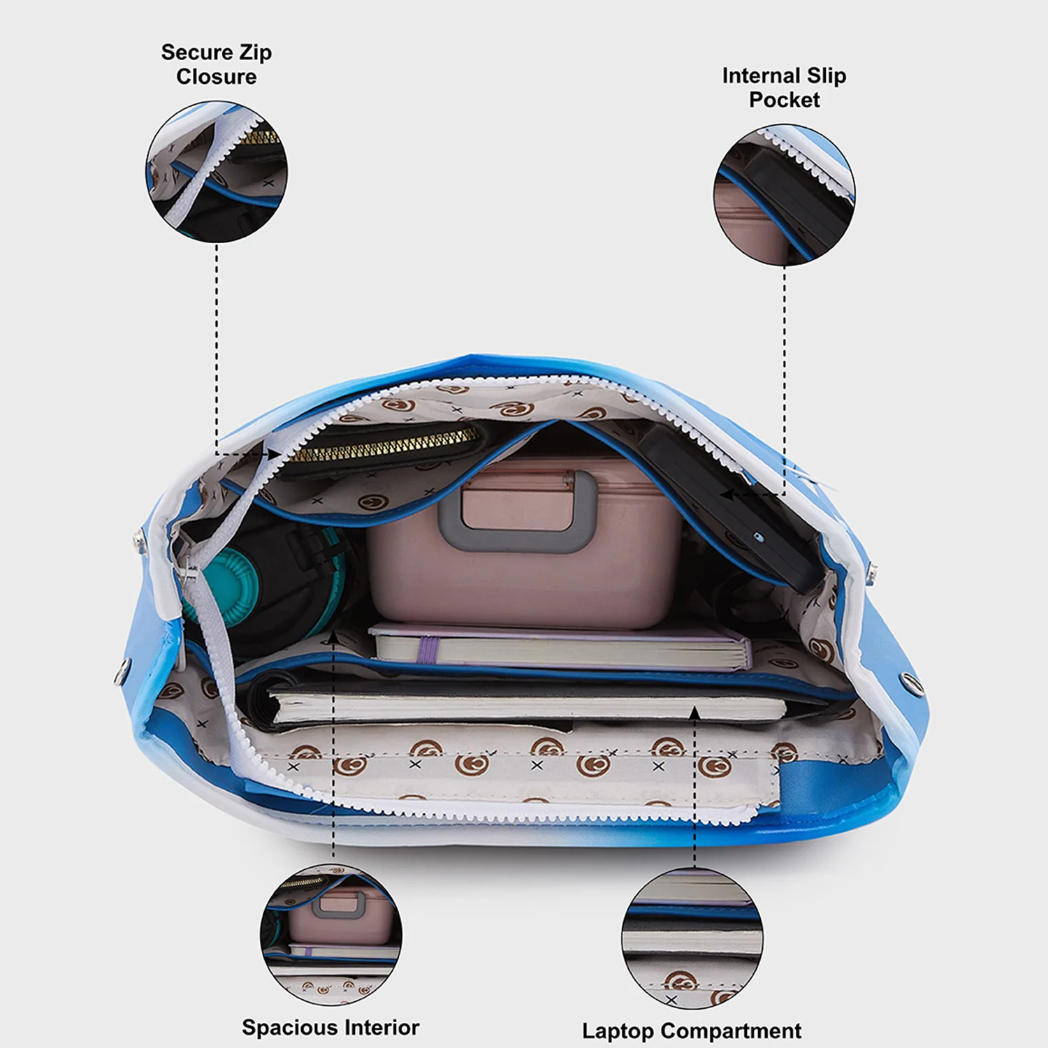 Caprese Vivian Large Blue Fashion Backpack - Image 6