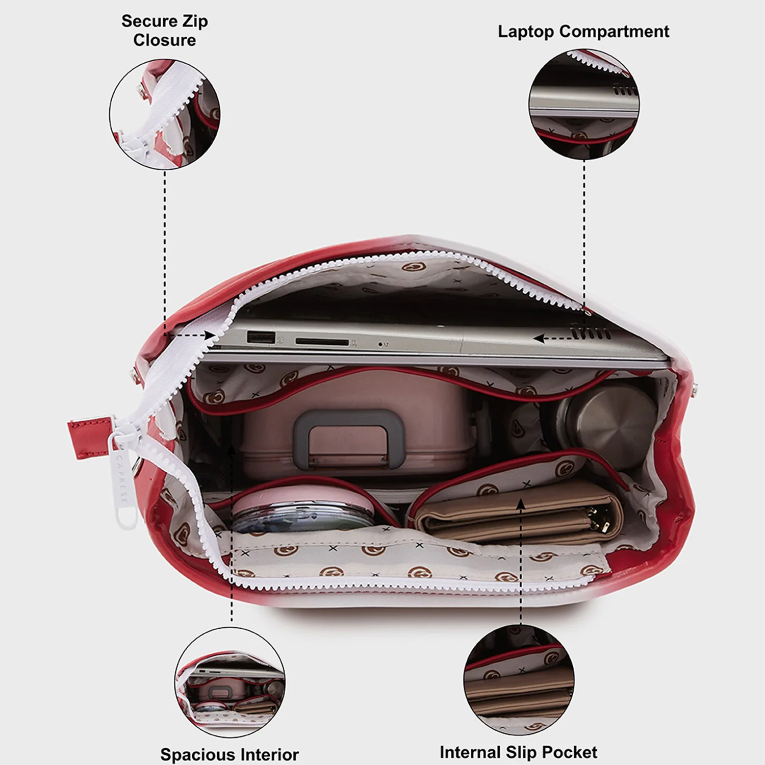 Caprese Vivian Large Red Fashion Backpack - Image 5