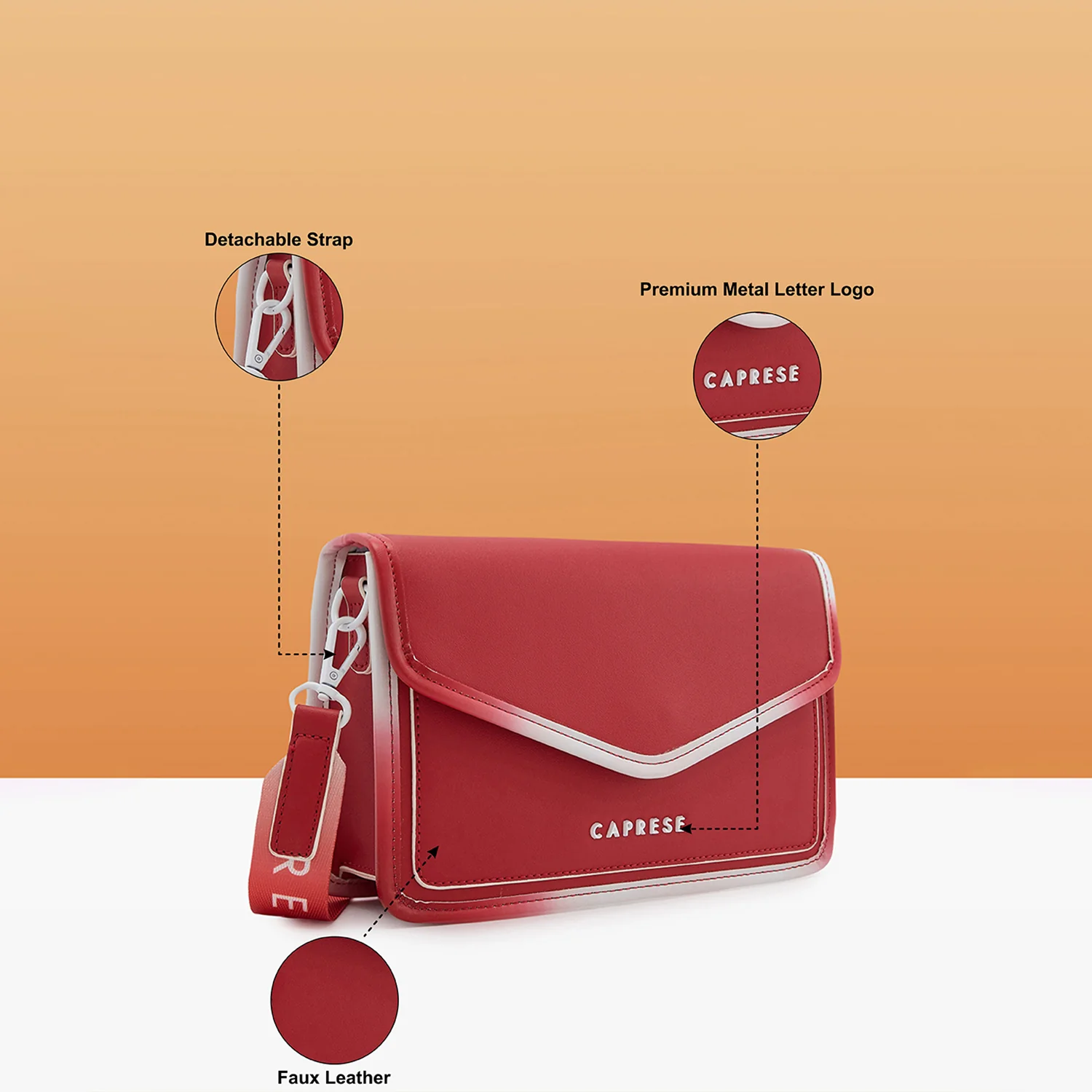 Caprese Vivian Medium Red Sling Bag - Image 6
