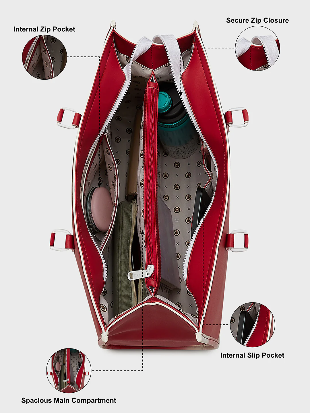 Caprese Vivian Large Red Tote Bag - Image 6