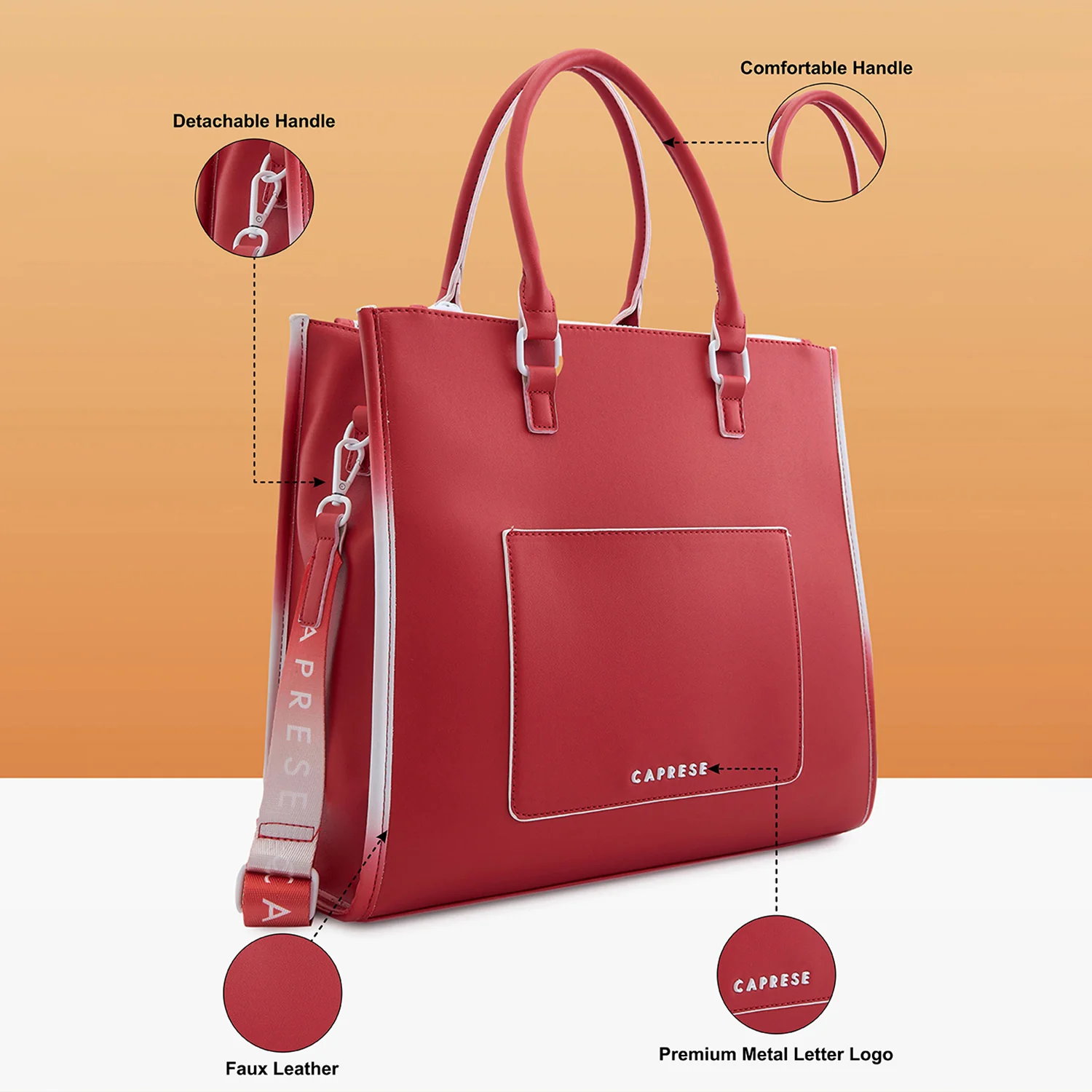 Caprese Vivian Medium Red Tote Bag - Image 7