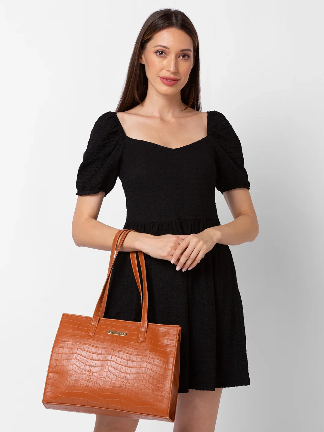 Caprese Westwood Croco Medium Tan Tote Bag - Image 2