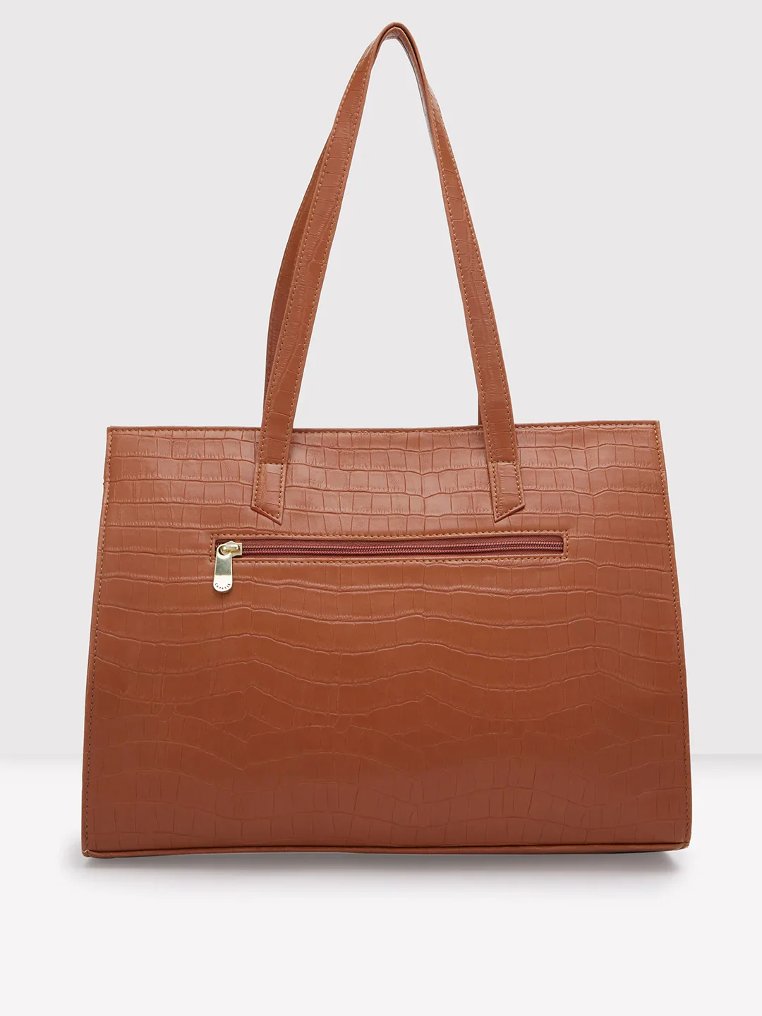 Caprese Westwood Croco Medium Tan Tote Bag - Image 3