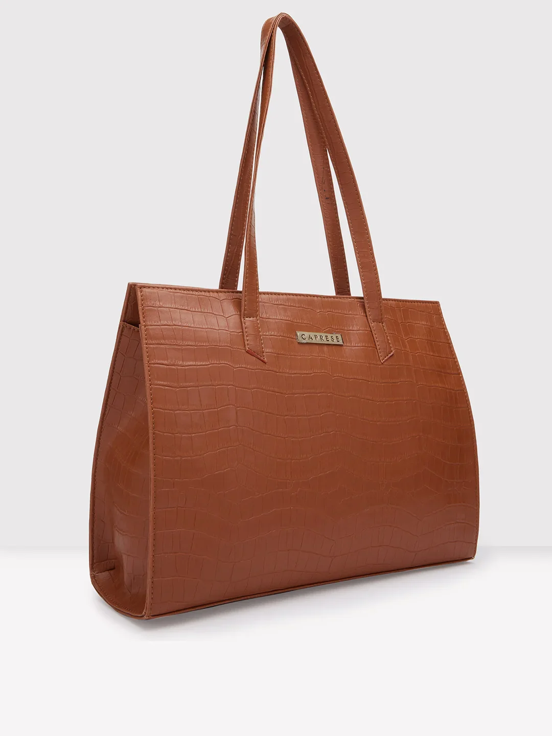 Caprese Westwood Croco Medium Tan Tote Bag - Image 4