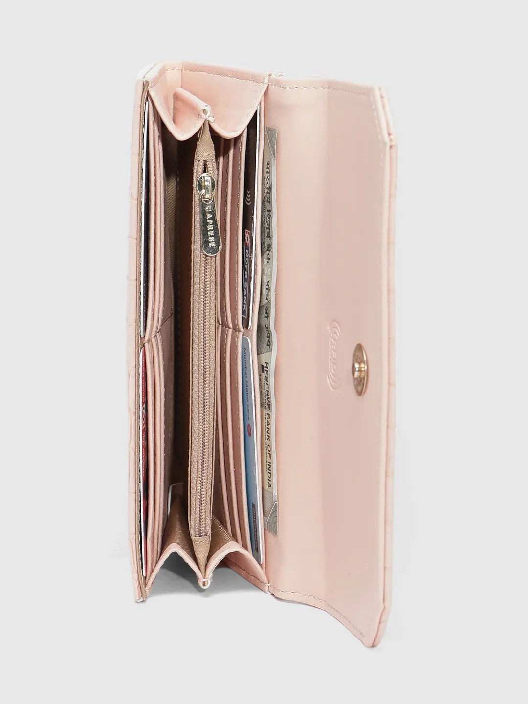 Caprese Wila Medium Peach Flapover Wallet - Image 10