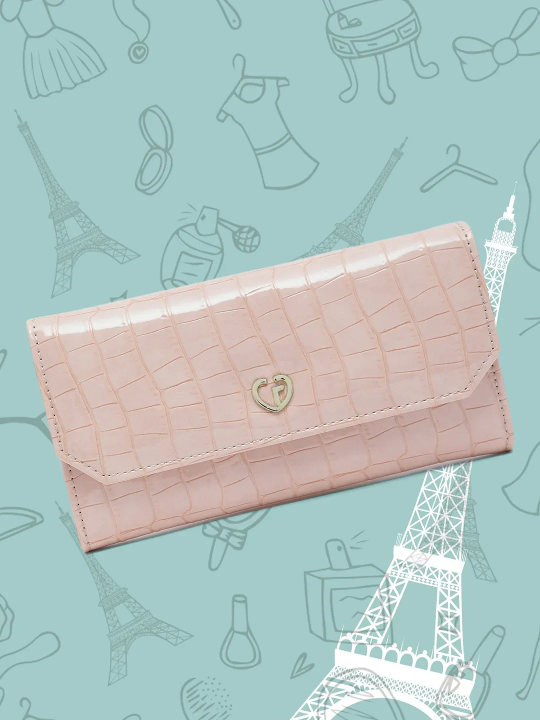 Caprese Wila Medium Peach Flapover Wallet - Image 2