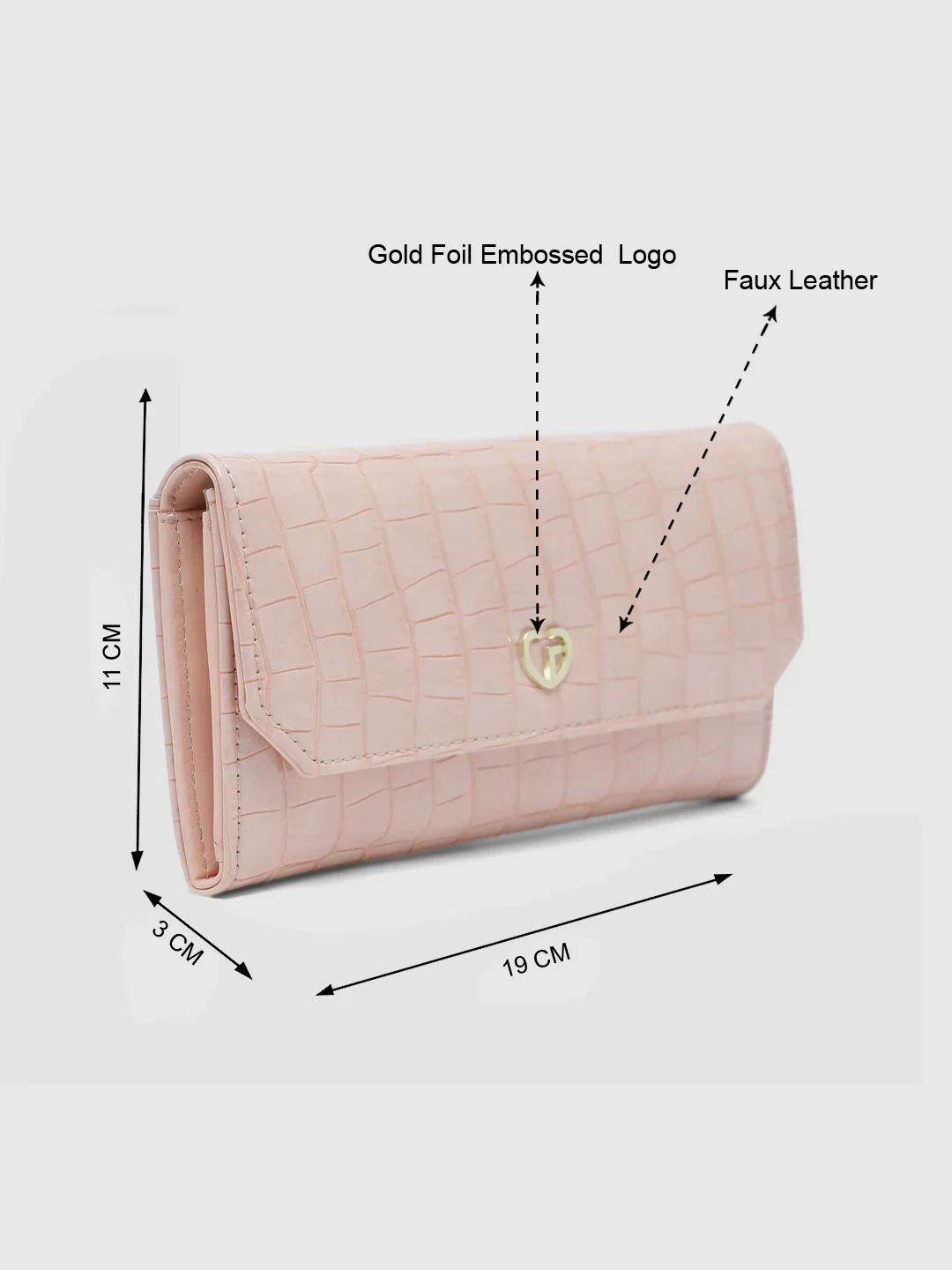 Caprese Wila Medium Peach Flapover Wallet - Image 4