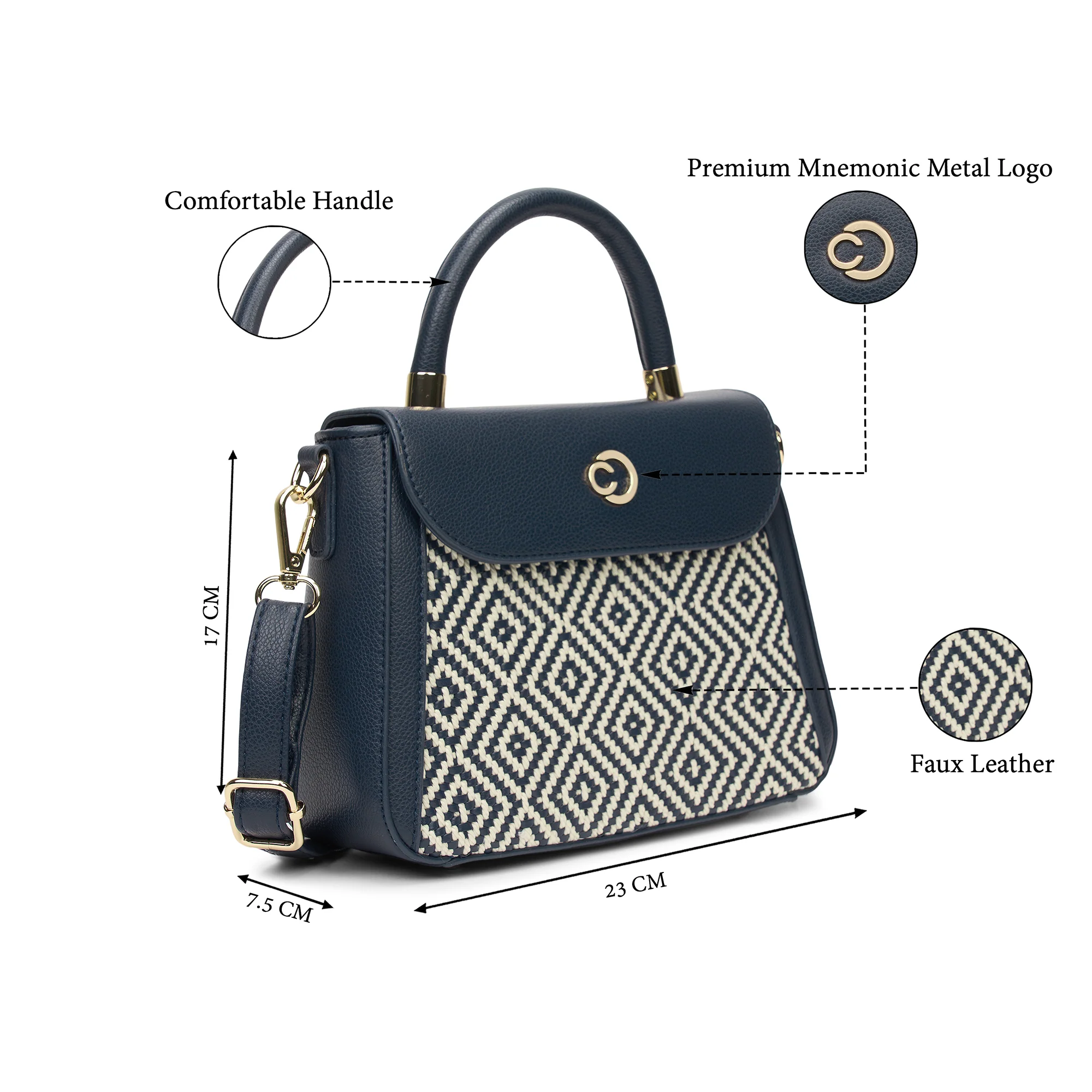 Caprese  Wind Small Midnight Blue Satchel Bag - Image 8