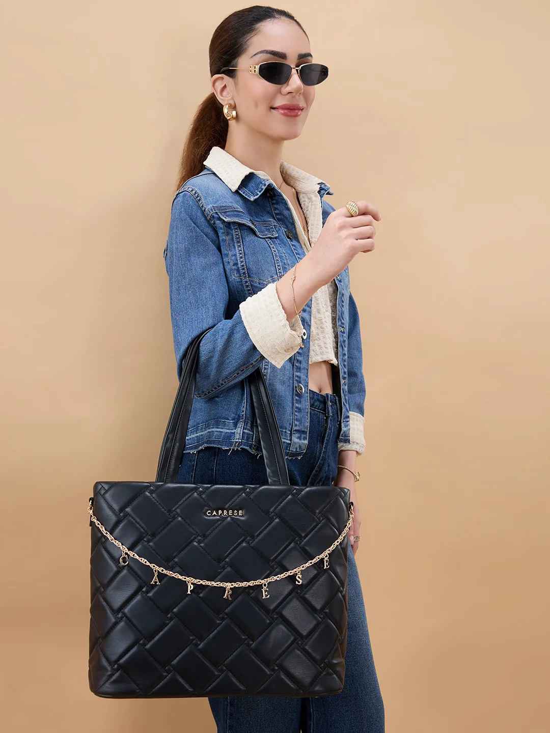 Caprese Winter Large Black Tote Bag - Image 2