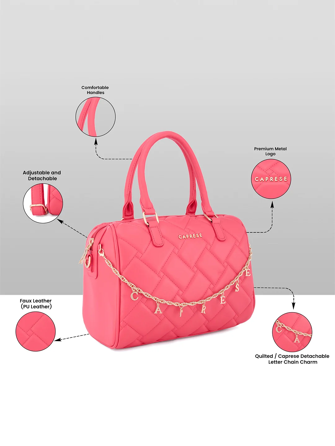 Caprese Winter Large Fuchsia Satchel Bag - Image 3