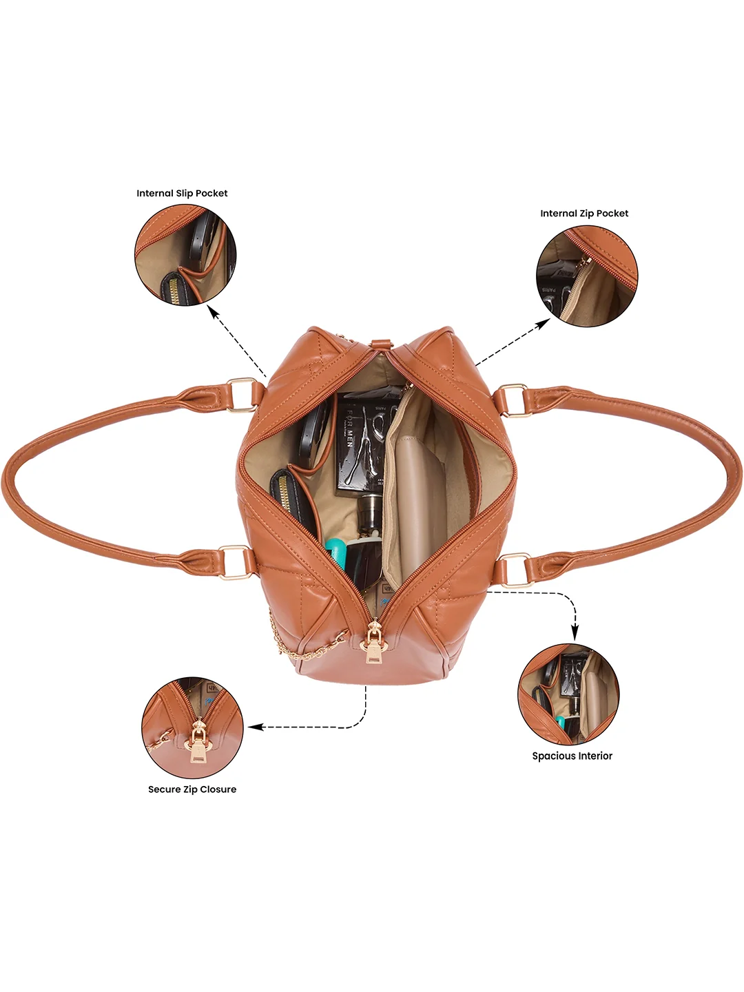 Caprese Winter Large Tan Satchel Bag - Image 4