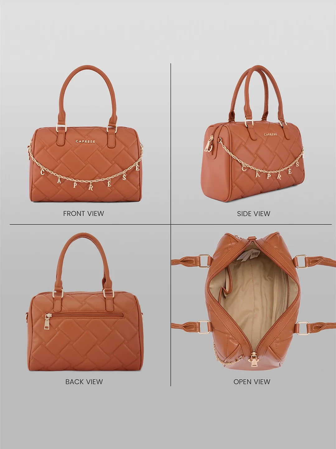 Caprese Winter Large Tan Satchel Bag - Image 9