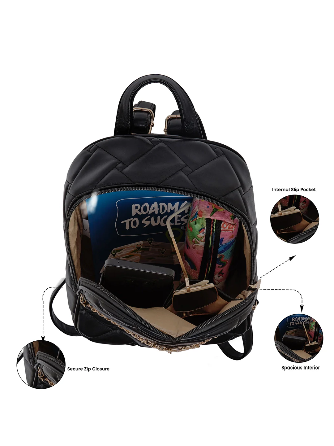 Caprese Winter Medium Black Backpack - Image 4