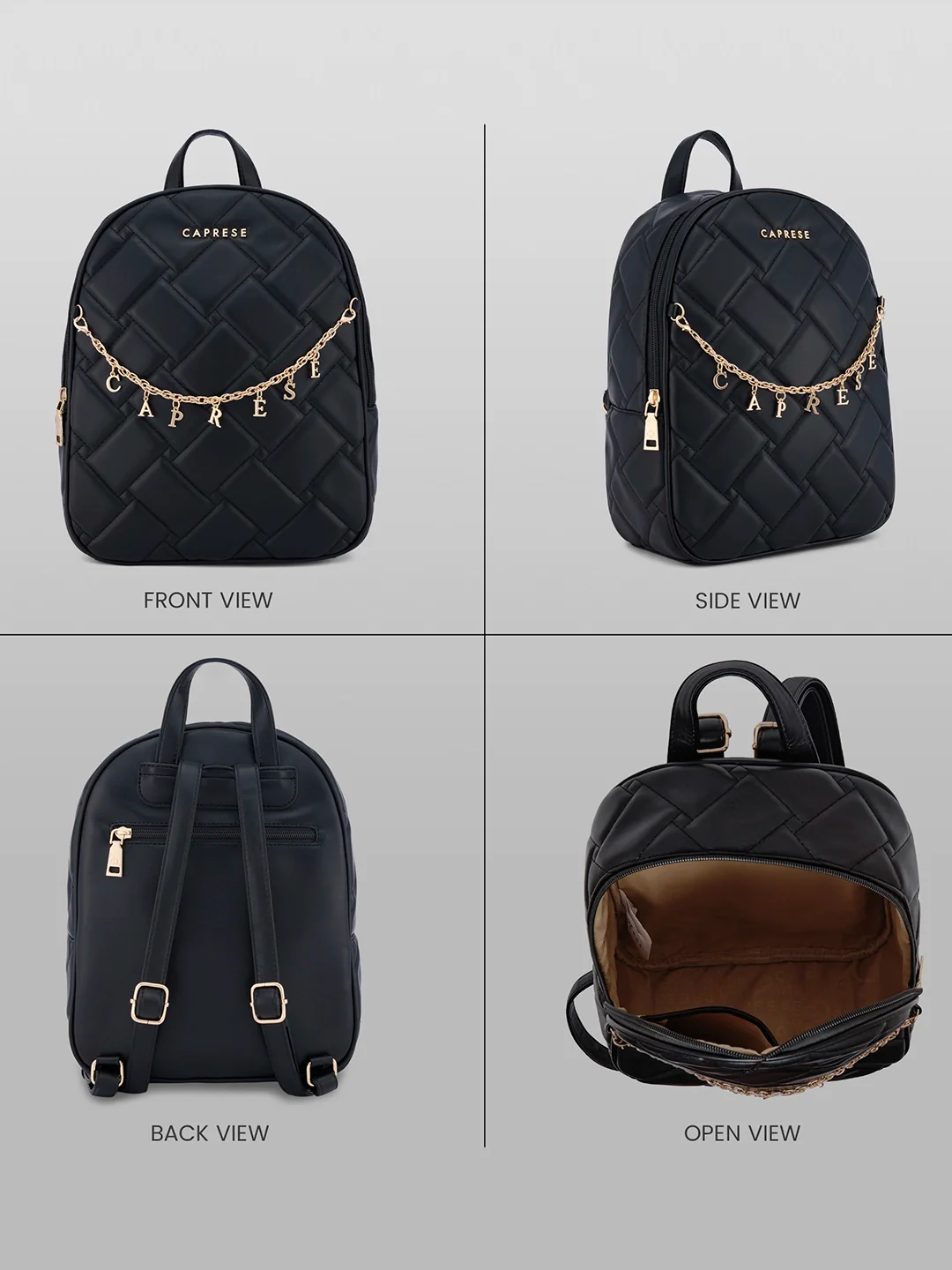 Caprese Winter Medium Black Backpack - Image 9