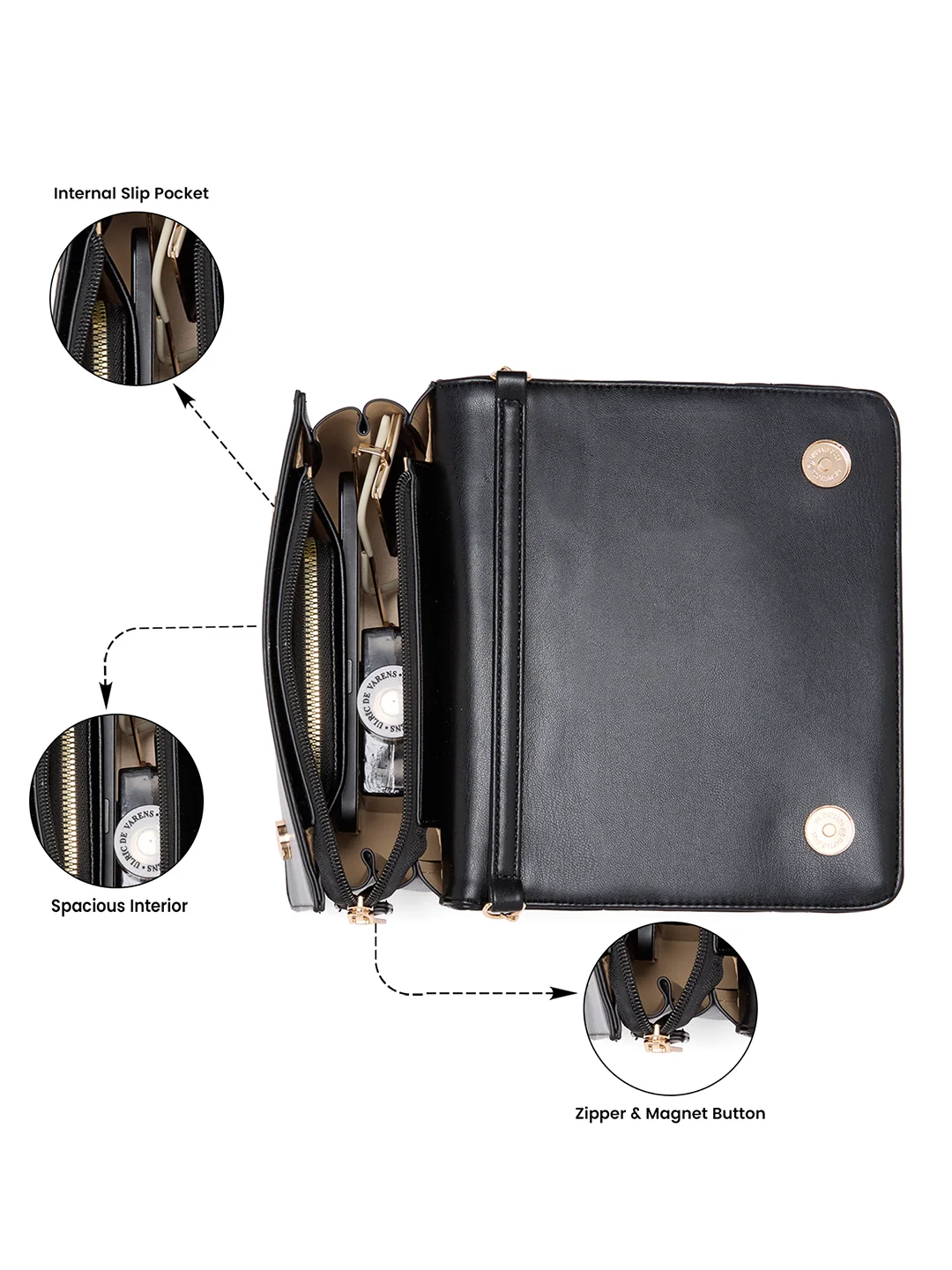 Caprese Winter Medium Black Sling Bag - Image 4