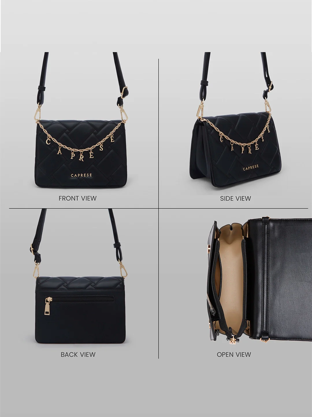 Caprese Winter Medium Black Sling Bag - Image 9