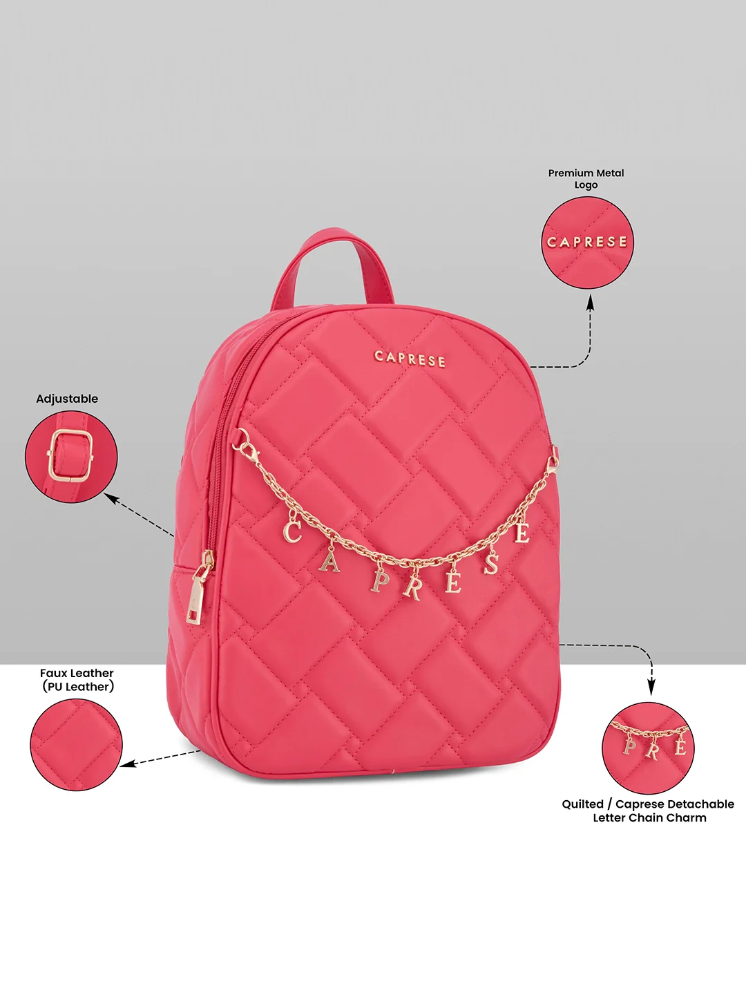 Caprese Winter Medium Fuchsia Backpack - Image 3