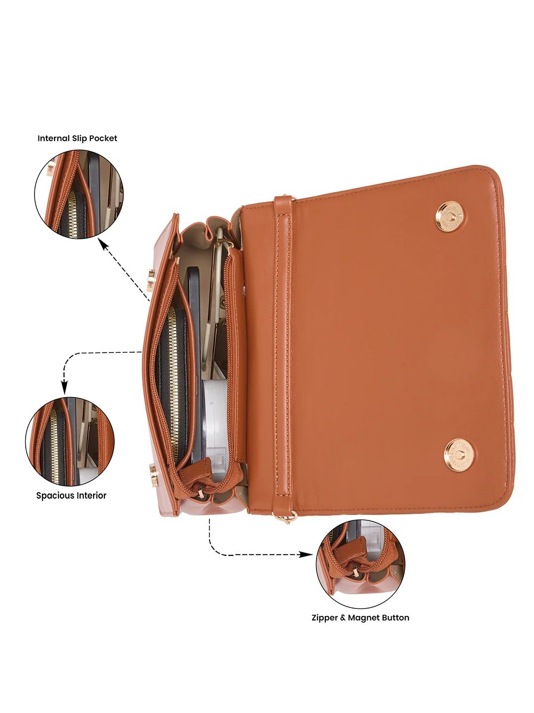 Caprese Winter Medium Tan Sling Bag - Image 4