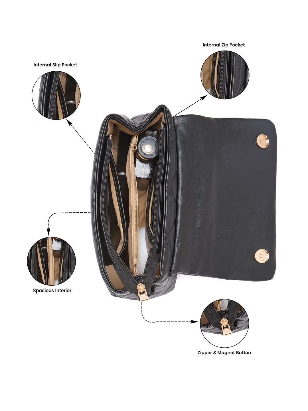Caprese Winter Small Black Satchel Bag - Image 4