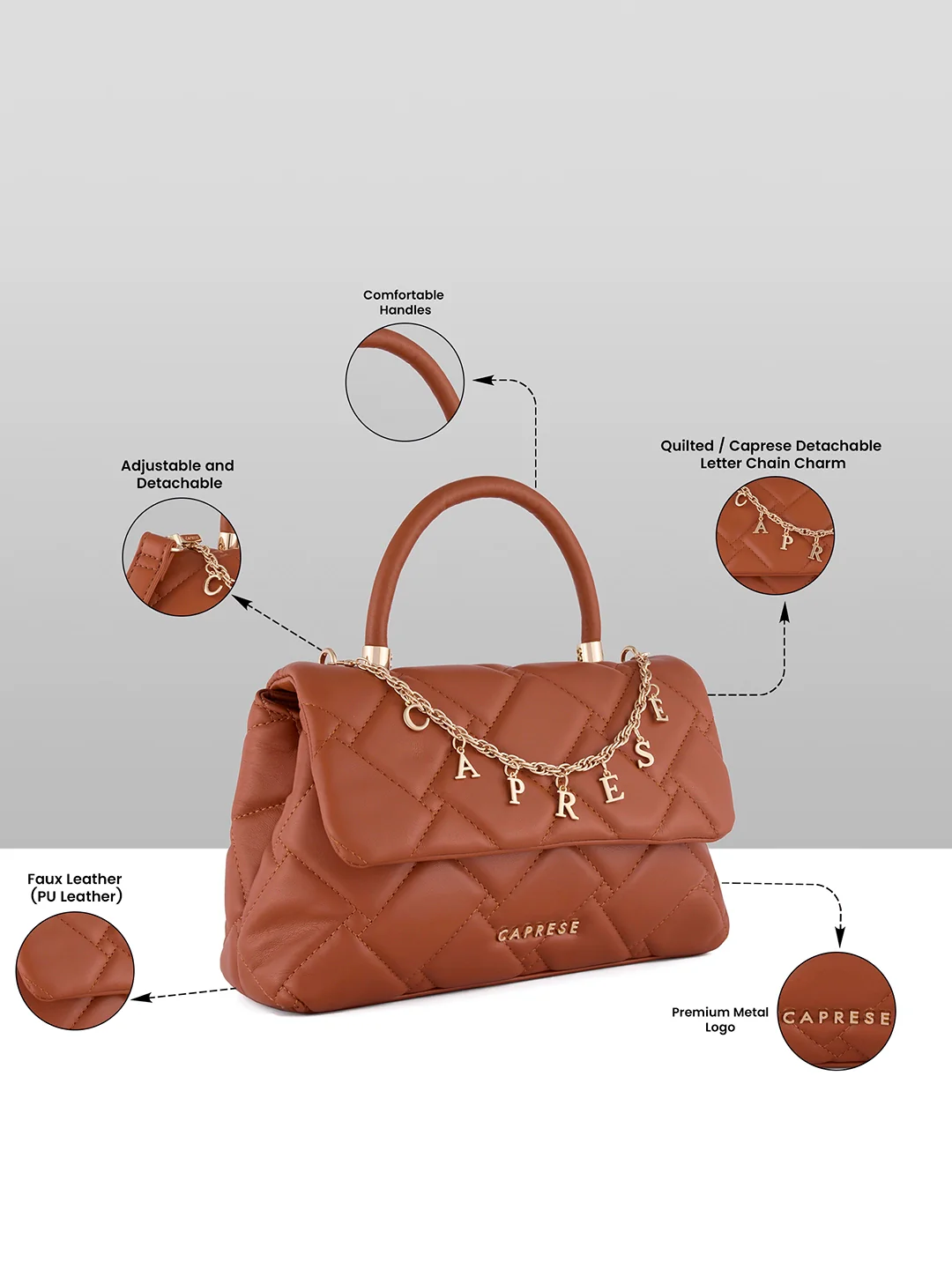 Caprese Winter Small Tan Satchel Bag - Image 3