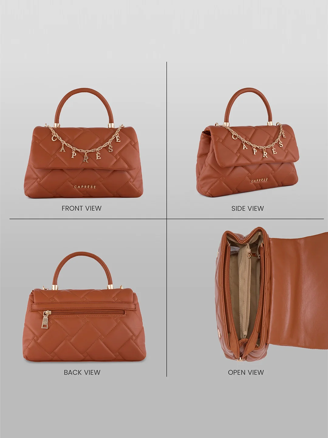 Caprese Winter Small Tan Satchel Bag - Image 9