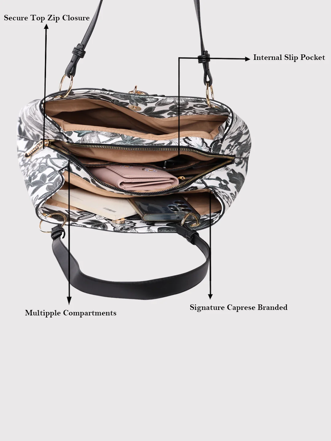 Caprese Wren Large Grey Satchel Bag - Image 7