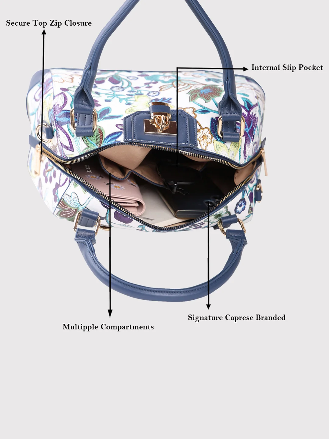 Caprese Wren Medium Navy Satchel Bag - Image 5
