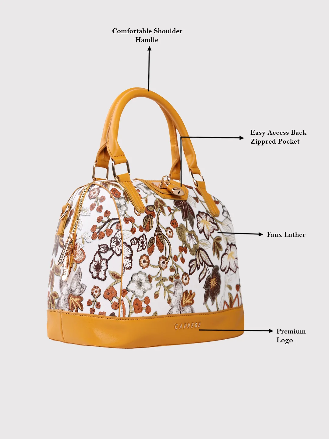 Caprese Wren Medium Ochre Satchel Bag - Image 4