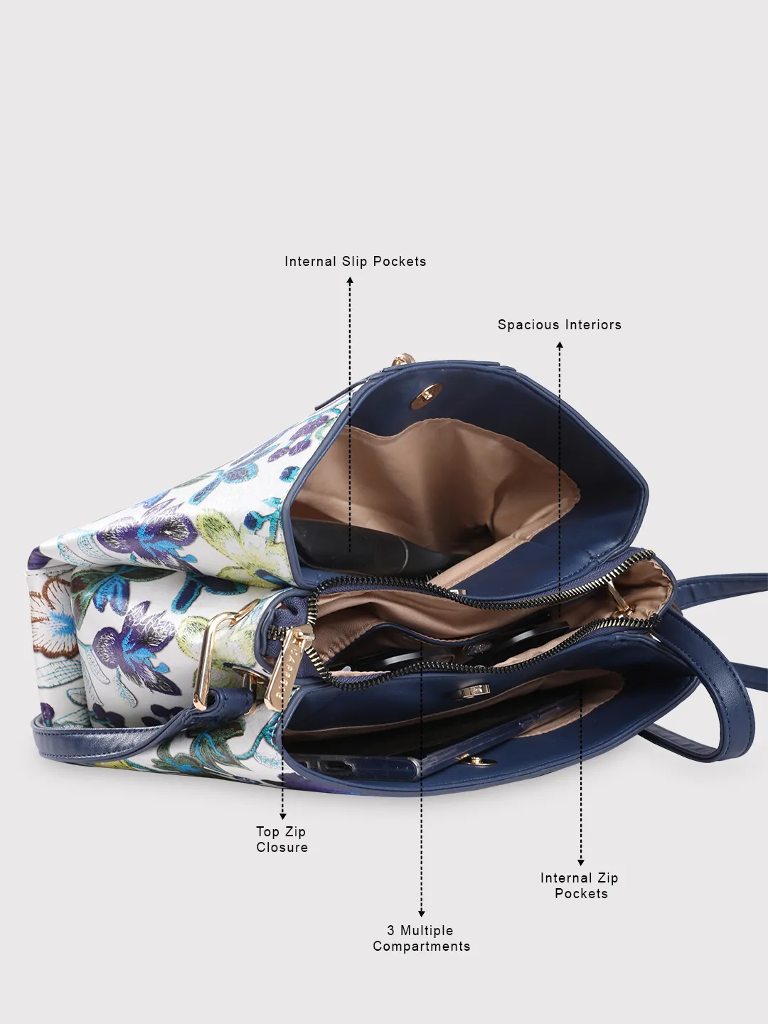 Caprese Wren Small Blue Sling Bag - Image 8