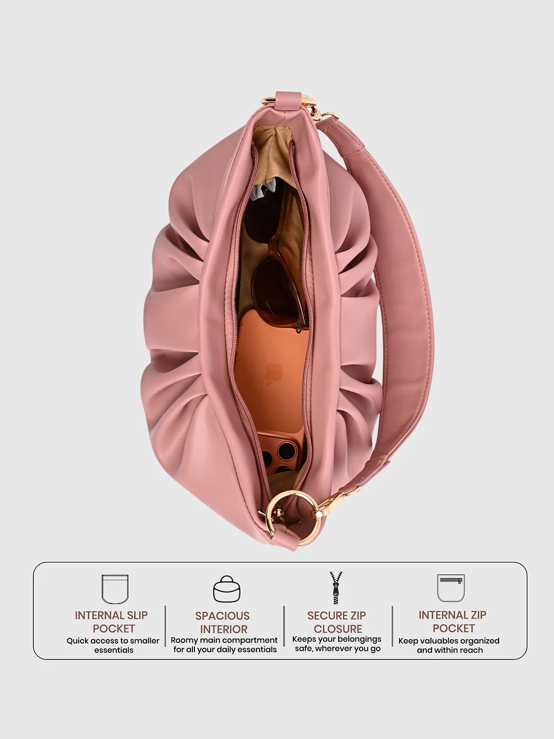 Caprese X Emily in Paris Tiara Medium Blush Sling Bag - Image 4