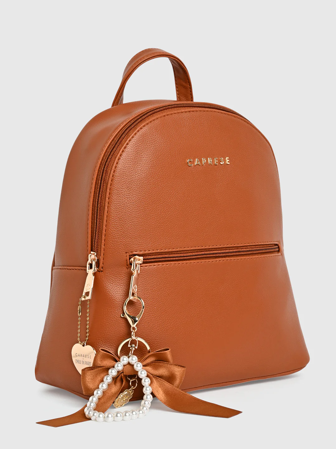 Caprese X Emily in Paris Tiara Medium Tan Fashion Backpack - Image 13