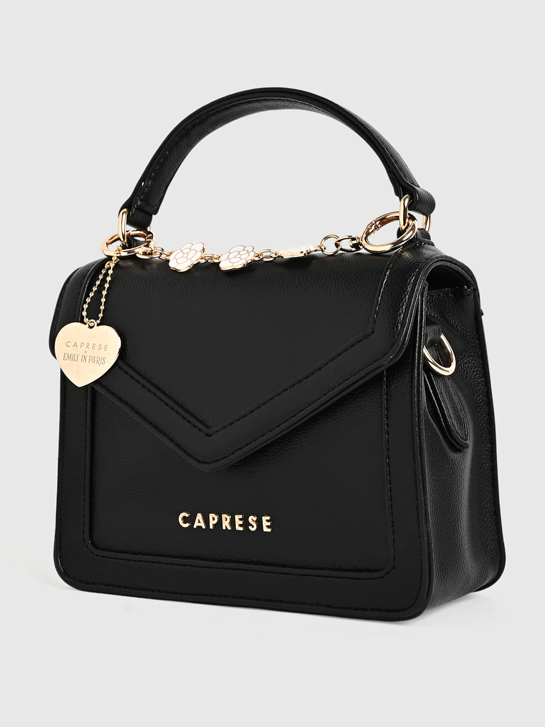 Caprese X Emily in Paris Tiara Small Black Satchel Bag - Image 12