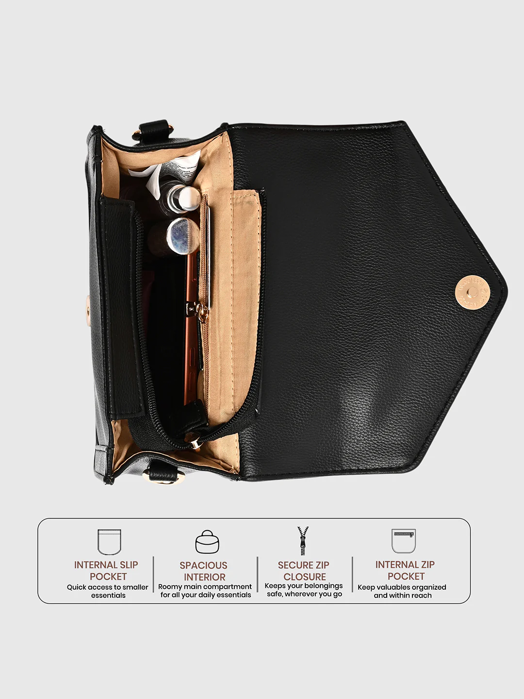 Caprese X Emily in Paris Tiara Small Black Satchel Bag - Image 4