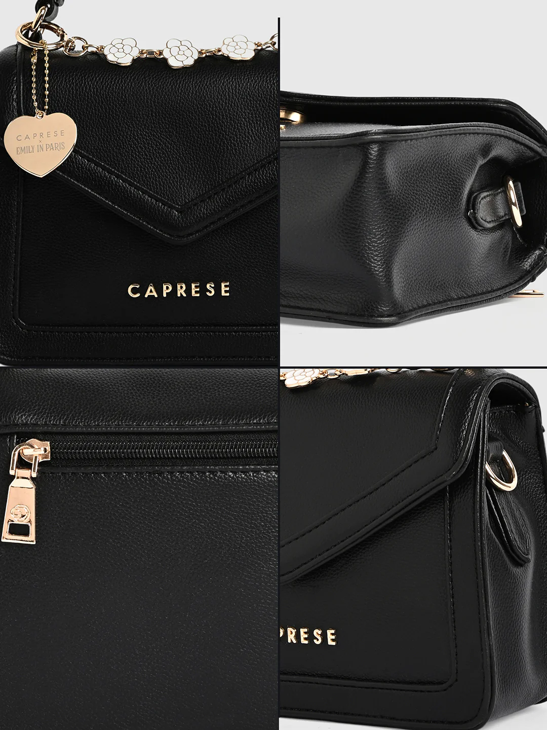 Caprese X Emily in Paris Tiara Small Black Satchel Bag - Image 9
