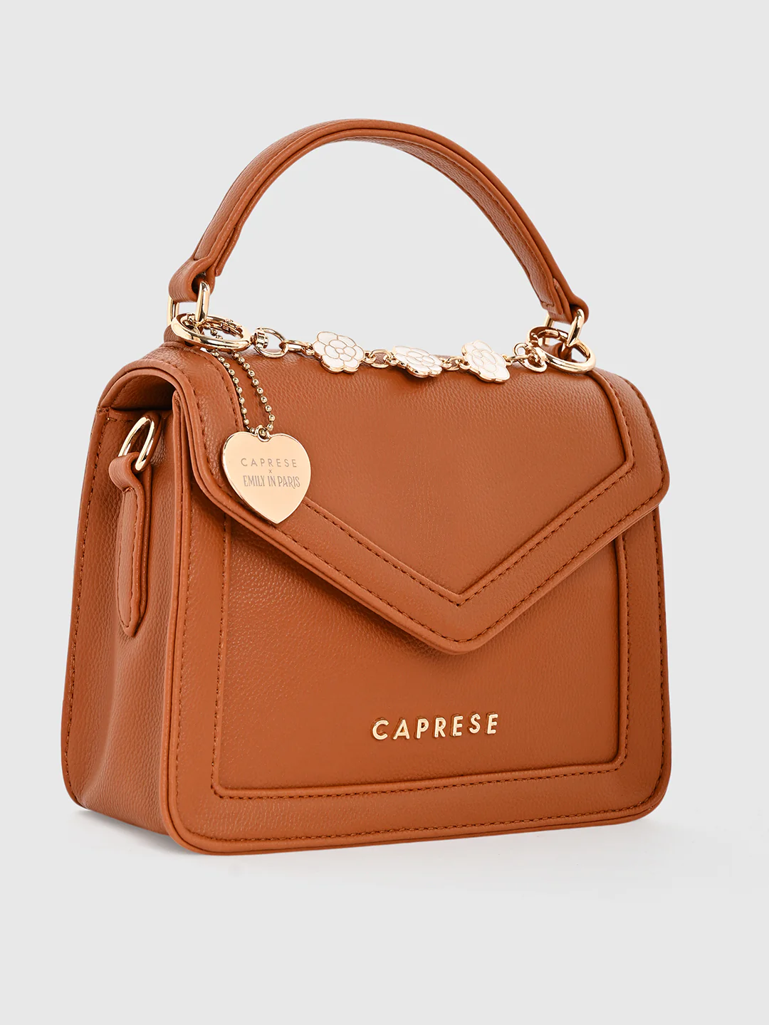 Caprese X Emily in Paris Tiara Small Tan Satchel Bag - Image 13