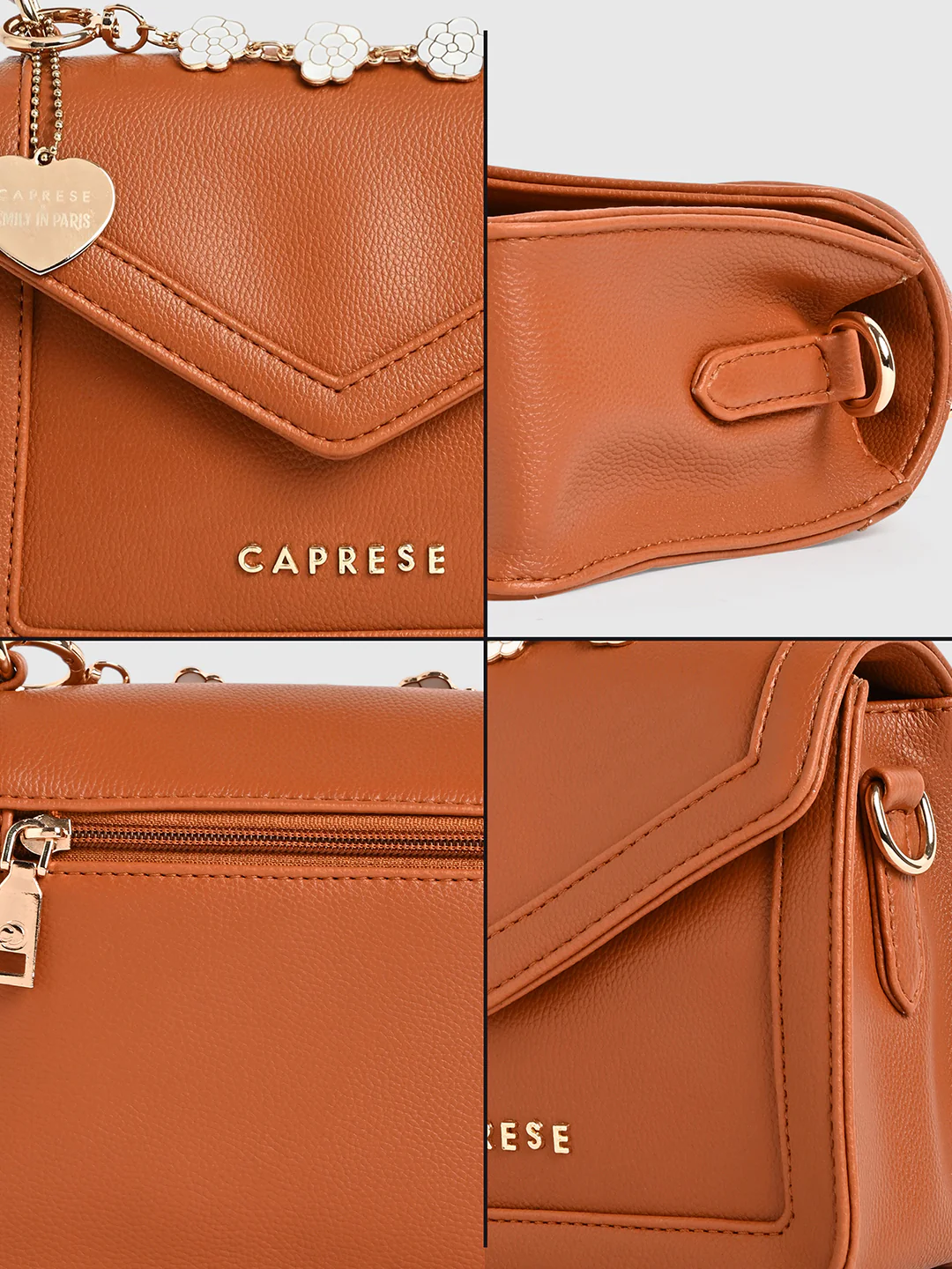 Caprese X Emily in Paris Tiara Small Tan Satchel Bag - Image 9