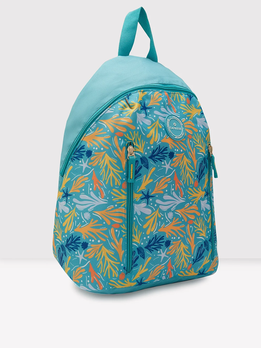 Caprese Xenia Medium Turquoise Printed Backpack - Image 4