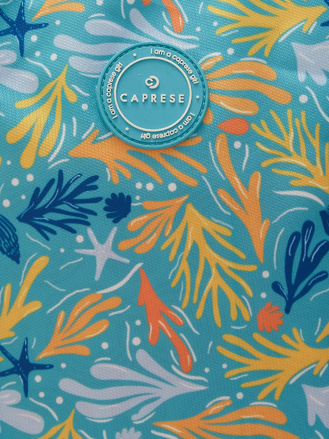 Caprese Xenia Medium Turquoise Printed Backpack - Image 8