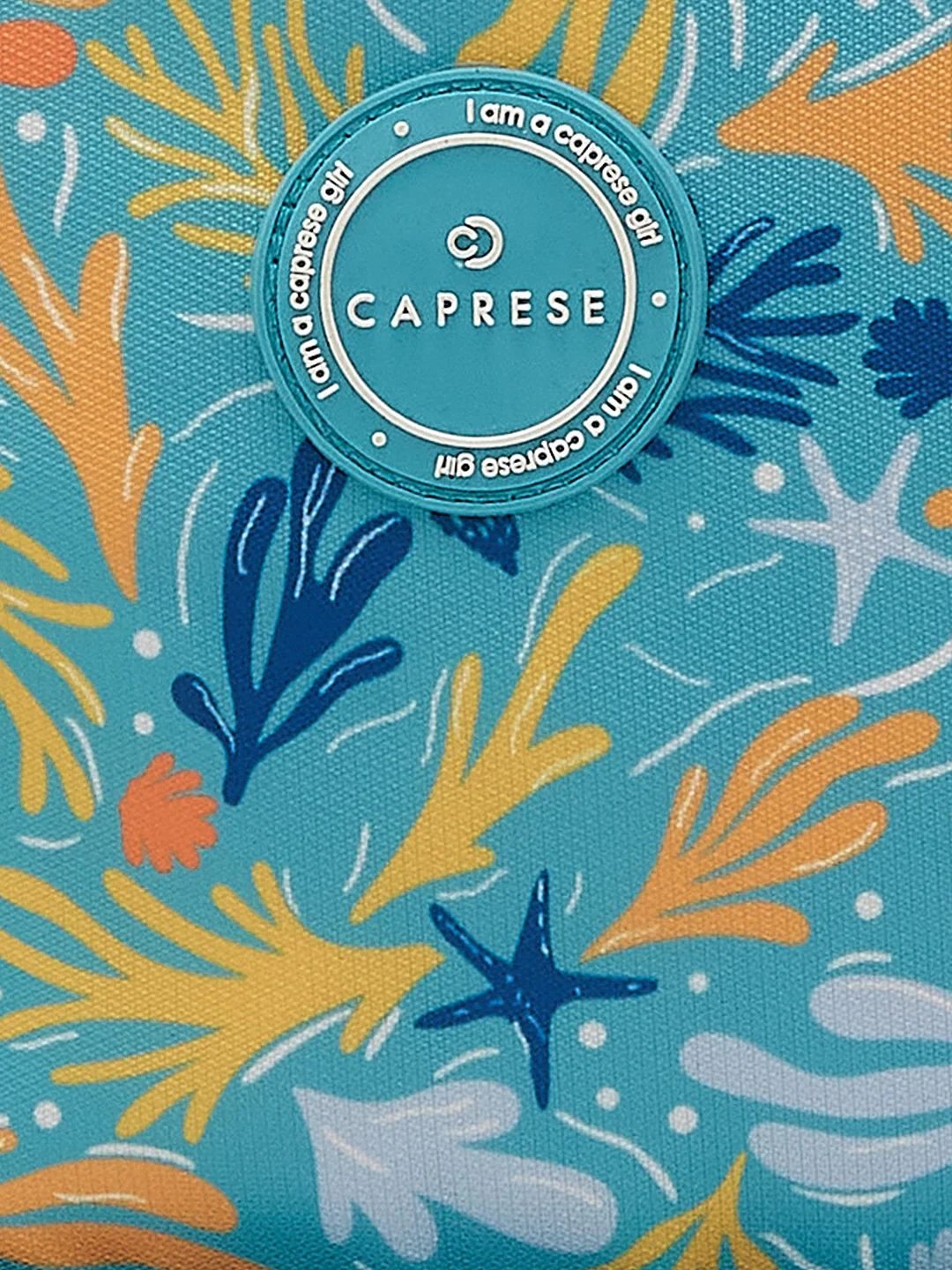 Caprese Xenia Medium Turquoise Printed Backpack - Image 8