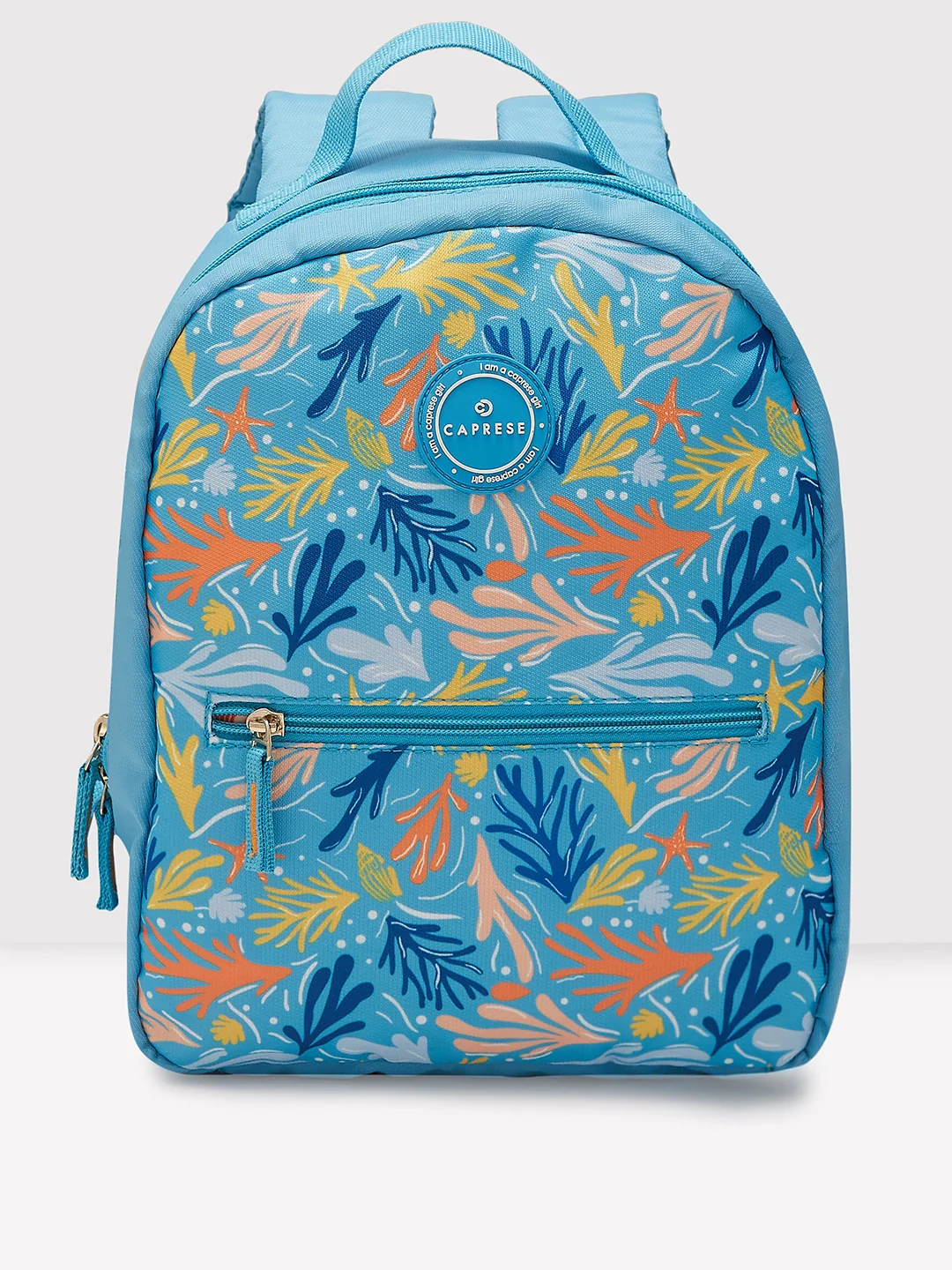 Caprese Xenia Small Light Blue Printed Backpack