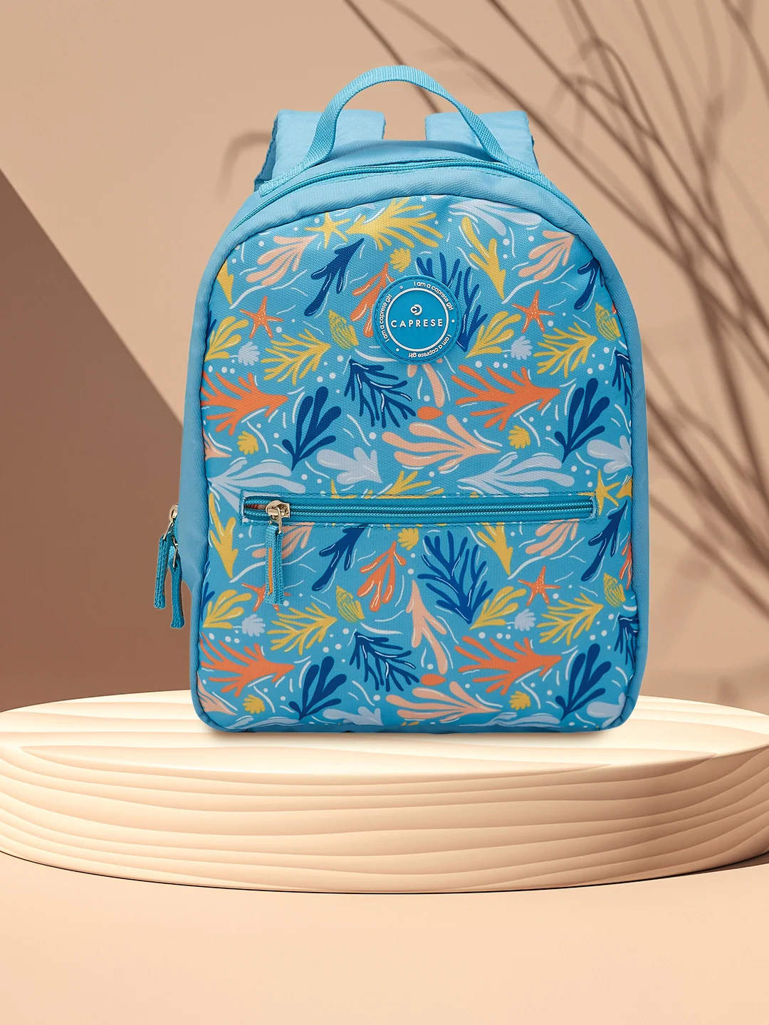 Caprese Xenia Small Light Blue Printed Backpack - Image 11