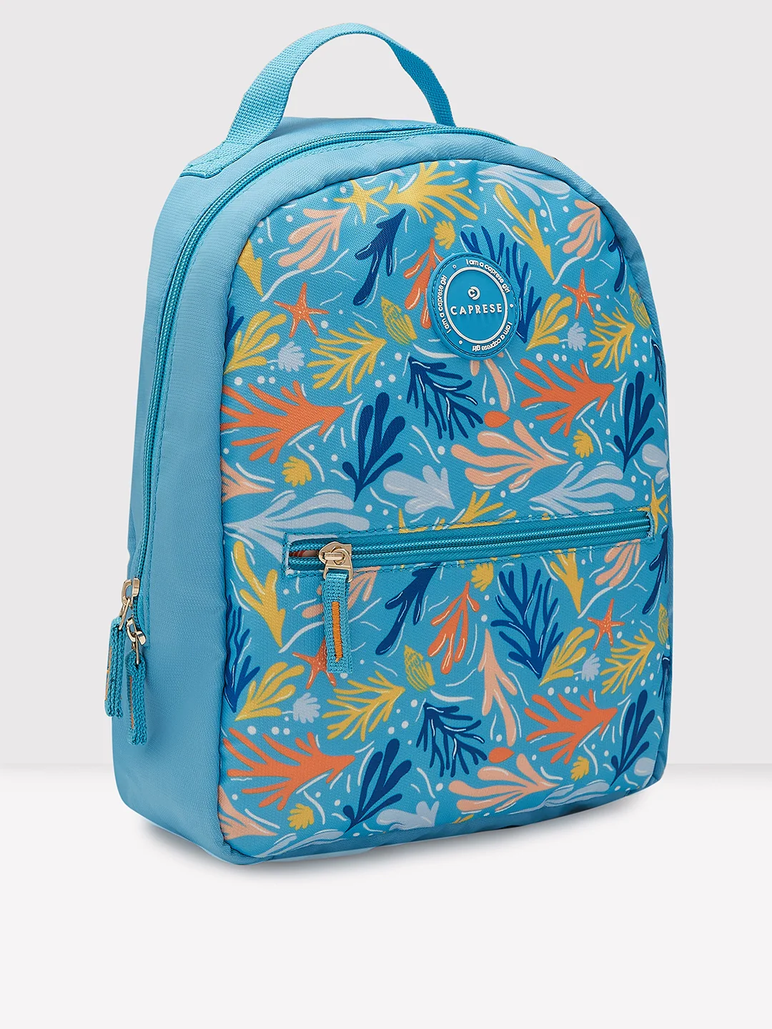 Caprese Xenia Small Light Blue Printed Backpack - Image 4