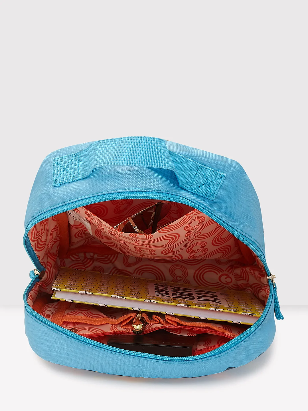 Caprese Xenia Small Light Blue Printed Backpack - Image 7