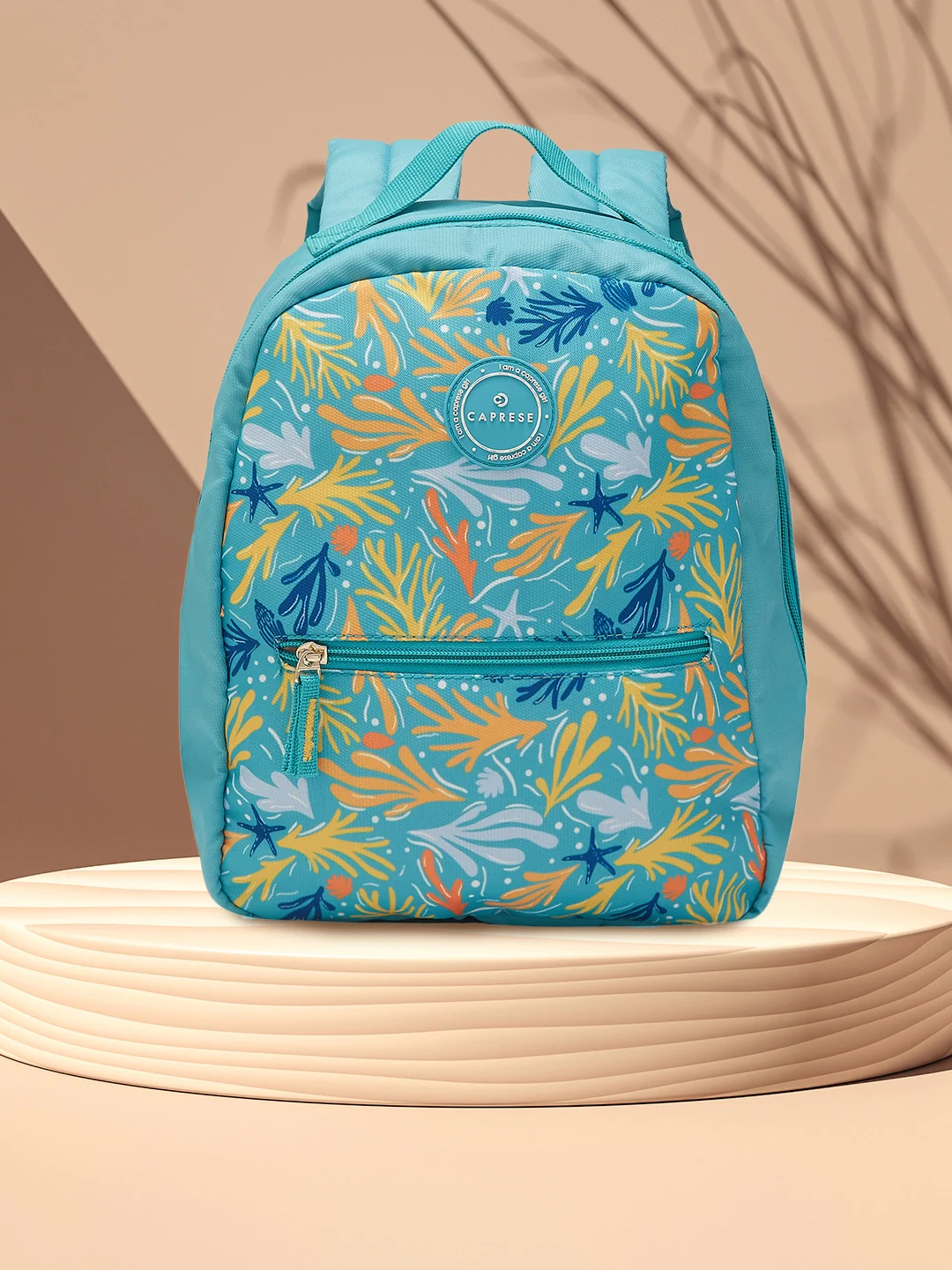 Caprese Xenia Small Turquoise Printed Backpack - Image 11