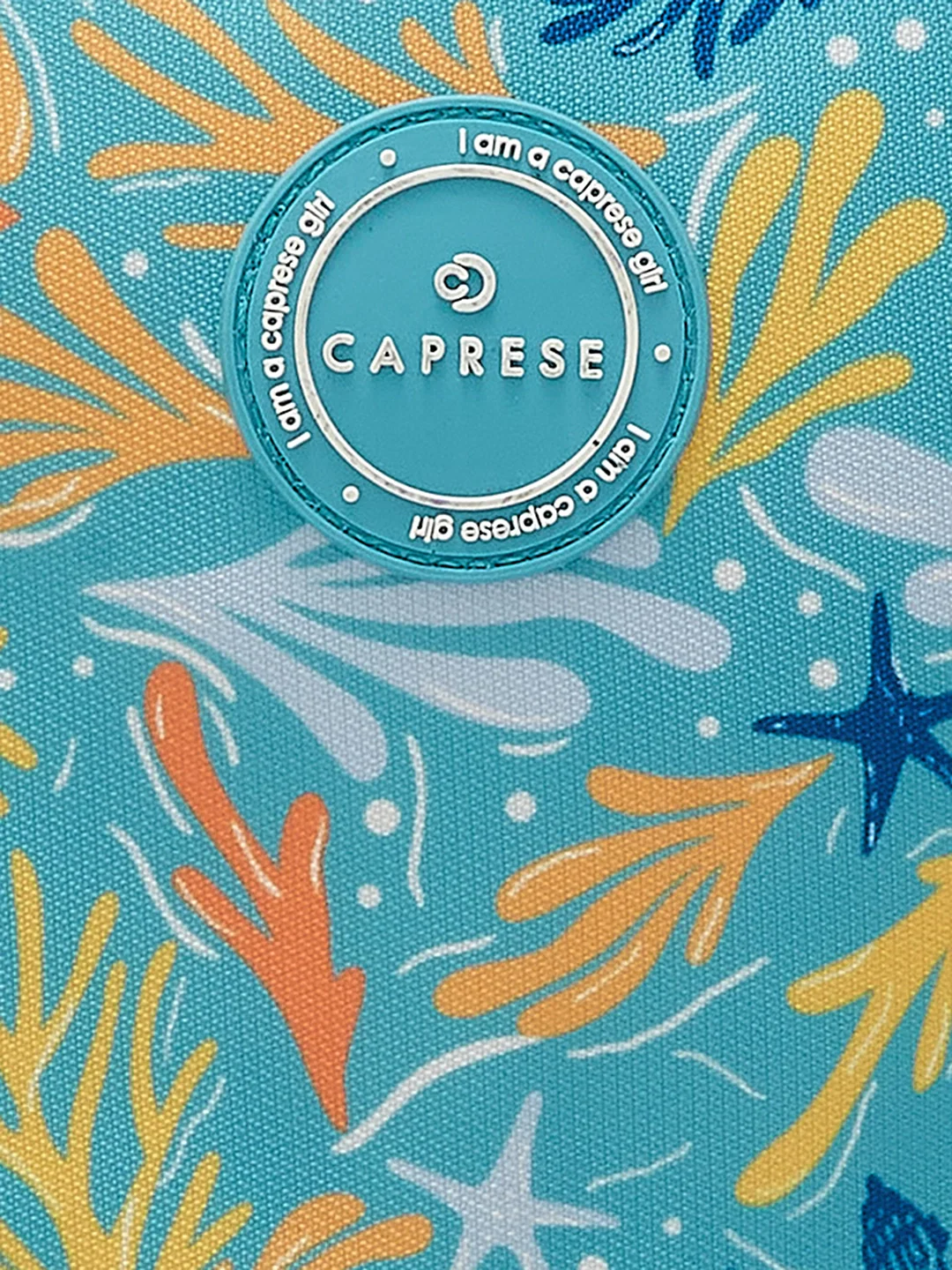 Caprese Xenia Small Turquoise Printed Backpack - Image 8