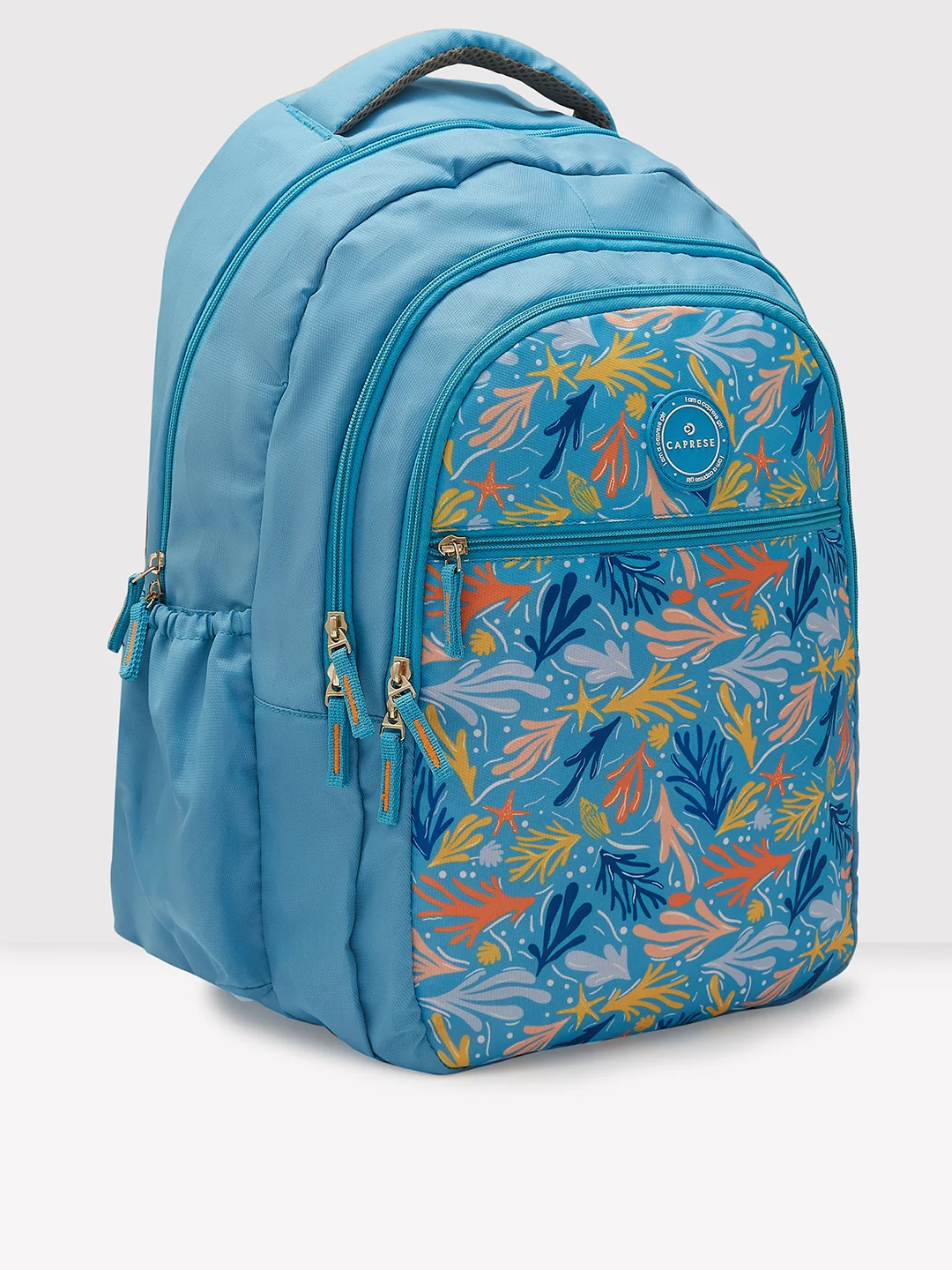 Caprese Xenia Large Printed Light Blue Laptop Backpack - Image 3